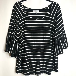 Striped Bell Sleeve Plus Size Top